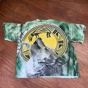 Vintage Men’s Tribal Wolf Single Stitch Tie Dye T-shirt Sz. XL